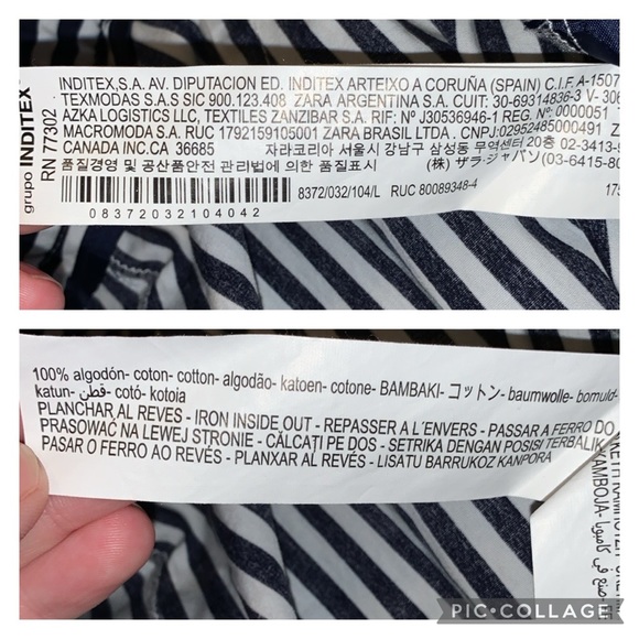 Zara Basic Navy & White Vertical Stripe High-Rise Paperbag Style Belted Pants - Picture 16 of 16